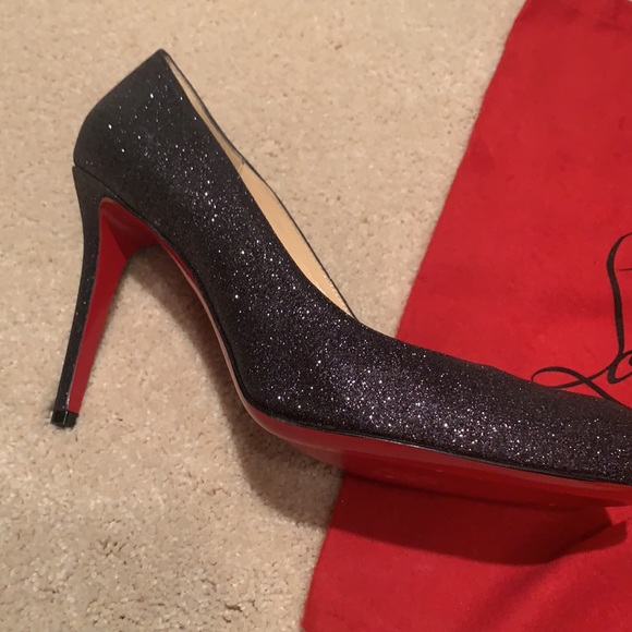 Christian Louboutin Glitter Simple Pumps Black 85mm - Picture 14 of 14